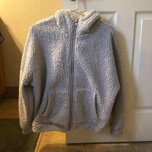 Grey Zip Up Sherpa